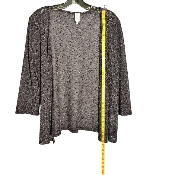 Jones New York Browns & White Open-Front Lightweight Knit Cardigan Sweater L - Picture 6 of 8